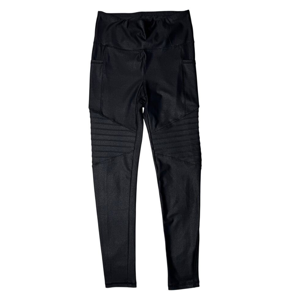 Pink Lily Black Moto Style Leggings Black High Waist